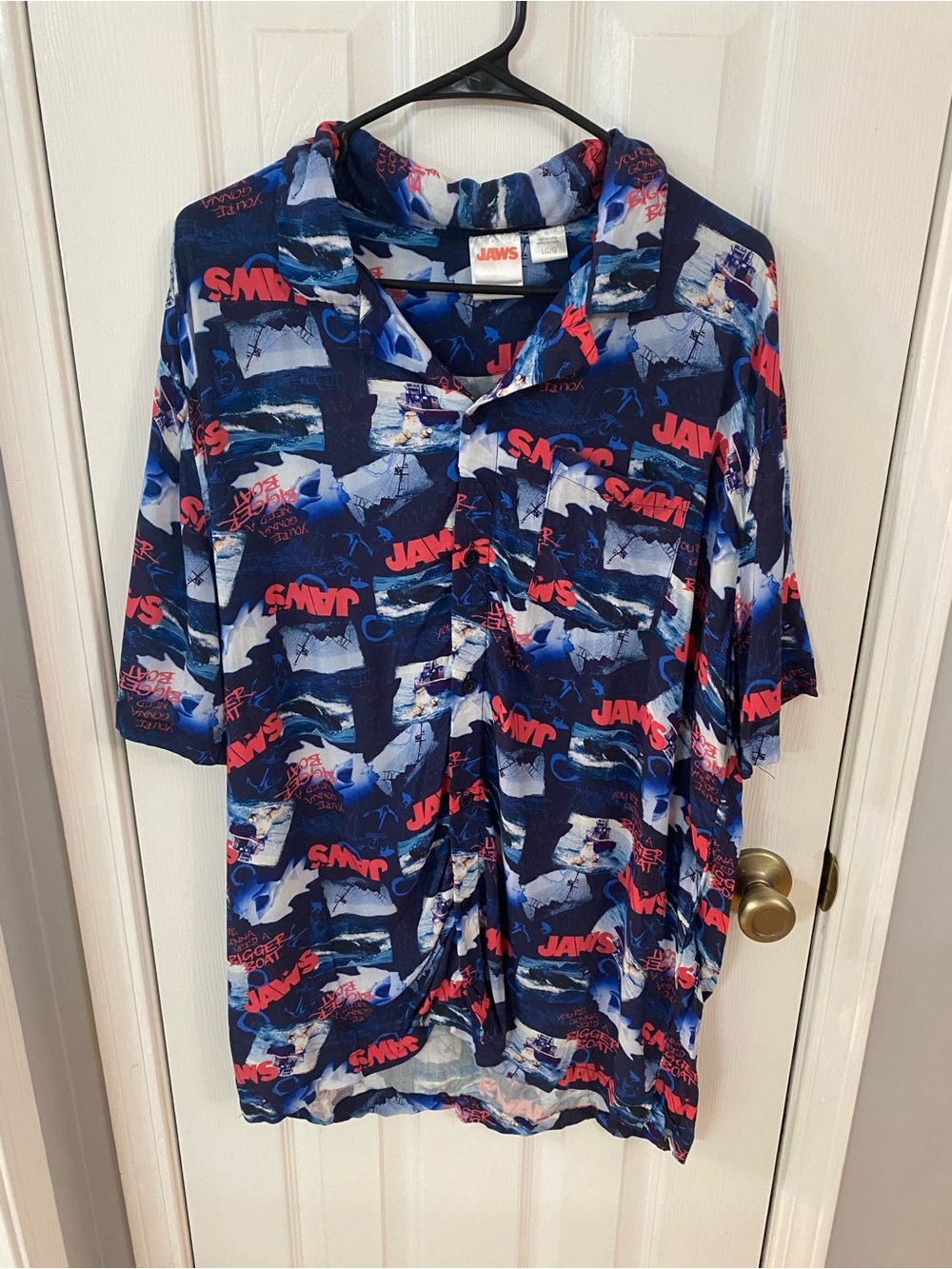 Jaws Movie All-Over Print Button Down Shirt Size Large